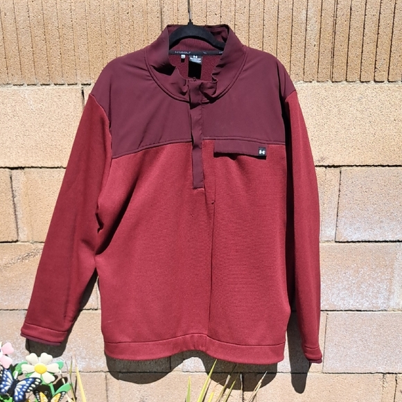 Under Armour Men's Zip Up Sweater - Burgundy - Picture 1 of 6